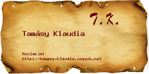 Tamásy Klaudia névjegykártya